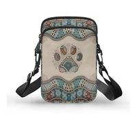 WELLFLYHOM Petit sac à bandoulière pour femme - Sac à main pour téléphone portable - Mini sac à main à bandoulière, Patte de chien Boho Floral, Taille unique