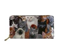 WELLFLYHOM Portefeuille de voyage pour femme - Long sac à main en cuir avec fermeture éclair et emplacements pour cartes - Porte-monnaie - Chat cool - Taille L, Cool Cats, Large, Portefeuille de