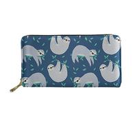 WELLFLYHOM Portefeuilles de voyage pour femme en cuir avec fermeture éclair et fentes pour cartes, Adorable paresseux sur un arbre., Large, Portefeuille de voyage