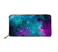 WELLFLYHOM Portefeuilles de voyage pour femme en cuir avec fermeture éclair et fentes pour cartes, Galaxy Star, Large, Portefeuille de voyage