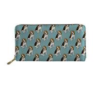 WELLFLYHOM Portefeuilles de voyage pour femme en cuir avec fermeture éclair et fentes pour cartes, Pois Beagle, Large, Portefeuille de voyage