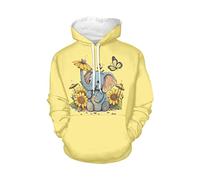 WELLFLYHOM Sweat à capuche à manches longues avec cordon de serrage pour femmes, adolescentes, filles, pull à capuche, taille XS à 4XL, 0 Éléphant tournesol, Taille L