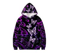 WELLFLYHOM Sweat à capuche mignon à manches longues avec cordon de serrage pour femme, adolescente, fille, taille XS à 4XL - violet - 3X-Large