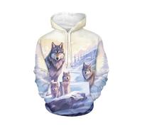 WELLFLYHOM Sweats à capuche et sweats à capuche pour femme avec poche à manches longues, 0 Famille de loups, XX-Large