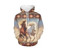 WELLFLYHOM Sweats à capuche et sweats à capuche pour femme avec poche à manches longues, 1 Western Horse Southwest Aztec, XX-Large
