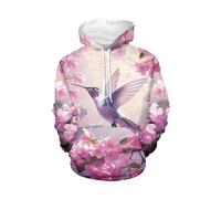 WELLFLYHOM Sweats à capuche et sweats à capuche pour femme avec poche à manches longues, Colibri rose, 4X-Large