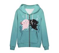 WELLFLYHOM Y2K Cardigan à capuche zippé vintage pour femme, Axolotl, S