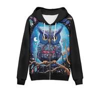 WELLFLYHOM Y2k Sweat à capuche zippé à manches longues pour femme, Hibou de dessin, Medium