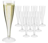 WELLGRO Lot de 30 flûtes à champagne en plastique 100 ml avec trait repère transparent sans BPA réutilisables Champagne Prosecco