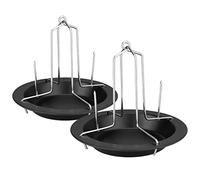 WELLGRO Rôtissoires pour poulet - Support pour poulet - Rôtissoire - Grill pour poulet - Grill à poulet - Plat à rôtir - Volaille - poulet, metal, noir,Lot de 2