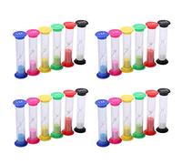 WELLGRO Sablier - 30 Secondes, 1 Min, 2 Min, 3 Min, 5 Min, 10 Min - Quantité au Choix - Quantité : 24 pièces-Plastique/Verre/Sable de Quartz - Environ 2,4 x 8,5 cm (diamètre x Hauteur) - Mulitcolor