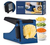 WELLHAUS Coupe-Frites - Trancheuse de Pommes de Terre en Acier Inoxydable avec support, Coupe-frites Manuel Multifonction pour Frites Maison, Fruits et Légumes