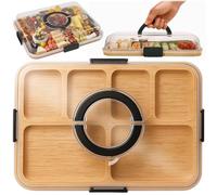 Wellhaus - Plateau à Fromage en Bambou avec Couvercle - Planche de Service Portable pour Snacks & Tapas, Planche à Découper avec Couvercle pour Cuisine & Pique-Nique, 37 x 29 x 6,5 cm