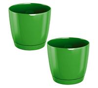 WELLHOME 2 Pots de Fleurs Ronds en Plastique Coubi Round P de Couleur Vert Olive 10 x 10 x 9,2 cm