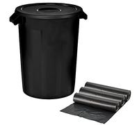 WELLHOME Conteneur de recyclage + 3 sacs poubelle de 10 unités, marron, ø51,5 x 67 cm