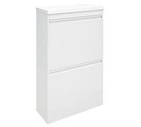 WellHome Top Cube Four Meuble de rangement pour poubelles et recyclage en acier à 4 cubes et plateau supérieur multi-usages Blanc 97,5 x 58,5 x 24,5 c