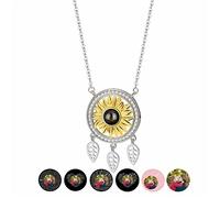Wellhoope Collier attrape-rêves personnalisé Collier de projection de photo personnalisé 100 langues Pendentif photo Je t'aime Collier pour sa copine épouse maman
