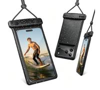 Wellhouse Pochette universelle étanche pour téléphone portable compatible avec iPhone 14, 13, 12, 11Pro Max, XS Plus, Samsung Galaxy S22 jusqu'à 7", IPX8 3D pour les vacances, noir