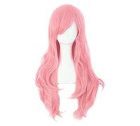 WELLHY 28 70 cm de Longs Cheveux bouclés se termine Perruque Cosplay Costume (Rose) Coser Perruque (Couleur : Peachblow) (Color : Pink)
