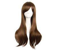 WELLHY 28 70 cm de Longs Cheveux bouclés se termine Perruque Cosplay Costume (Rose) Coser Perruque (Couleur : Peachblow) (Color : Brown)