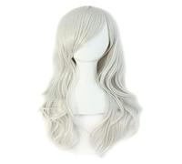 WELLHY 28 70 cm de Longs Cheveux bouclés se termine Perruque Cosplay Costume (Rose) Coser Perruque (Couleur : Peachblow) (Color : Silver Gray)