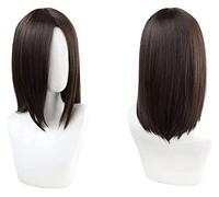 WELLHY Anime Cosplay Perruque Attaque sur Perruque Eren Perruque Brun Foncé Cheveux Raides de Longueur Moyenne avec Bonnet de Perruque for Halloween Fête Carnaval Vie Nocturne Concerts Coser Perruque
