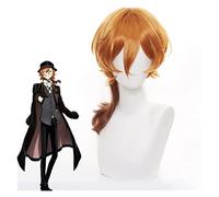 WELLHY Anime Cosplay perruque Bungo Stray Dogs perruque Nakahara Chuuya perruque Orange cheveux longs avec capuchon de perruque gratuit for Halloween fête carnaval vie nocturne concerts mariages Coser