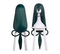 WELLHY Anime Cosplay Perruque Vert foncé Longue Ligne Droite Cheveux synthétiques avec nœud Perruques for Les Femmes for Halloween Cosplay Coser Perruque