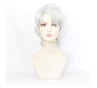 WELLHY Anime Cosplay Perruques Demon Slayer Rui cos Perruque Argent et Blanc Cheveux Courts Anime Styling Cheveux KEEBON Coser Perruque