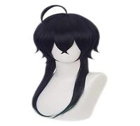 WELLHY Anime Twisted-Wonderland Cosplay Perruque Hommes Bleu Foncé Mixte Vert Couleur Longue Ligne Droite avec Cheveux Muets for Malleus Draconia Jeu de Rôle Halloween Perruques avec Perruque Cap Cose