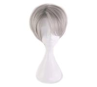 WELLHY Cosplay Perruque Anime Yuri!!!sur Ice Victor Nikiforov Cosplay Court Argent Gris Perruque Cheveux synthétiques + Perruque Casquette Halloween fête Jeu de rôle Accessoire for Coser