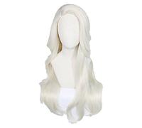 WELLHY Cosplay Perruque Elsa Perruque Princesse Cosplay Perruques Snow Ice Queen Long Ondulé Résistant À La Chaleur Cheveux Synthétiques Cosplay Perruque + Perruque Cap for Coser