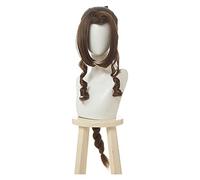 WELLHY Cosplay Perruque Final Fantasy VII Aerith Gainsborough Cosplay Perruques FF7 Cosplay Longue Queue de Cheval Marron Perruque résistant à la Chaleur Cheveux synthétiques for Coser
