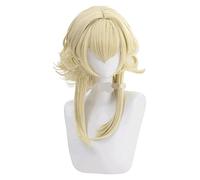 WELLHY Cosplay Perruque Genshin Impact Traveler Lumine Aether Anime Jaune Clair Cosplay Perruque Synthétique Résistant À La Chaleur Halloween Perruque Cap for Coser