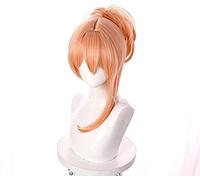 WELLHY Cosplay Perruque Jeu Genshin Impact Personnage Yoimiya Cosplay Orange Rose Queue de Cheval Cheveux Perruque Halloween Cos Accessoires résistant à la Chaleur synthétique for Coser