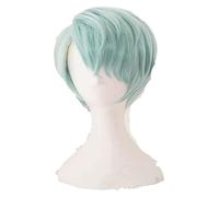 WELLHY Cosplay Perruque Mystic Messenger Cosplay Perruques V Perruque Courte Menthe Vert résistant à la Chaleur Cheveux synthétiques Cosplay Perruque + Bonnet de Perruque for Coser