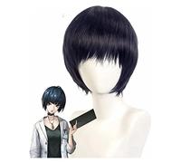 WELLHY Cosplay Perruque Persona 5 Tae Takemi Cosplay Perruque Femmes Court Bleu Foncé Perruque Cosplay Anime Cosplay Perruque Résistant À La Chaleur Synthétique Perruques Halloween for Coser