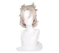 WELLHY Cosplay Wig Genshin Impact Albedo Cosplay 35cm Short Linen Wig Cosplay Anime Cosplay Wigs HalloweenHeat Resistant Synthetic Wigs for Coser for Coser