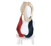 WELLHY For Anime Quinn Suicide Squad Perruques Cosplay Rouge et Cyan Double Ponails Double Vendeurs Femmes Cosplay Perruques Halloween Costume Halloween Résistant À La Chaleur Synthétique Cheveux Acce