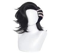 WELLHY Kokonoi Hajime Anime Noir Cosplay Perruque for Tokyo Revengers Personnage Court Moelleux Cosplay Perruque Coser Perruque