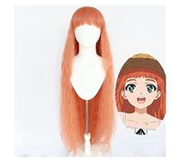 WELLHY Perruque Cosplay Anime Cosplay Costume Perruque Wonder Egg Priority Wig Perruque à volants Femmes Orange Curls Cheveux longs avec fouet avec bonnet de perruque gratuit for Halloween Party Carna