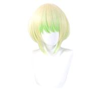 WELLHY Perruque Cosplay Anime Cosplay Perruques PROMARE MadBurnish Jaune Dégradé Vert Cheveux Courts Femme Perruque Cosplay Party Perruques + Bonnet de Perruque for Coser