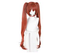 WELLHY Perruque Cosplay Anime Jeu Jolie Derby Scarlet Perruque Belle Longue Queue De Cochon Brun Rouge Coiffure Perruque Accessoires Cosplay Longueur Environ 90cm for Coser