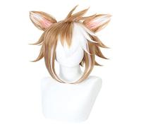 WELLHY Perruque Cosplay Anime Jeu Perruque Cosplay for Genshin Impact Gorou avec Double Clip Oreilles Couleur Mixte Cheveux Modélisation Partie Dress Up Perruque Cheveux Synthétiques Résistant À La Ch