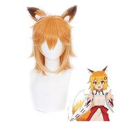 WELLHY Perruque Cosplay Anime Sewayaki Kitsune no Senko-san Senko Perruques Costume Cosplay Dégradé Cheveux Courts Halloween Party Perruque avec Oreilles for Coser