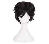 WELLHY Perruque Cosplay Banane Poisson Eiji Okumura Perruque Cosplay Courte Noire résistante à la Chaleur Perruque de Cheveux synthétiques + Bonnet de Perruque for Coser