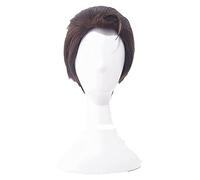 WELLHY Perruque Cosplay Detroit Devenir Humain Connor Cosplay Perruques Courtes Brun foncé résistant à la Chaleur Perruque de Cheveux synthétiques + Bonnet de Perruque for Coser