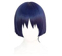 WELLHY Perruque Cosplay Genshin Impact Scaramouche Perruque Cosplay Style Court Bleu Violet Résistant À La Chaleur Perruques De Cheveux Synthétiques + Bonnet De Perruque for Coser