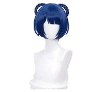 WELLHY Perruque Cosplay Genshin Impact Xiangling Cosplay Femmes 30cm Noël Bleu Noir Perruque Cosplay Anime Cosplay Cheveux Halloween Anime Cosplay Perruques for Coser