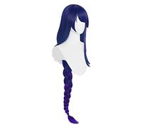 WELLHY Perruque Cosplay Jeu Genshin Impact Shogun Cosplay Perruque Longue Bleu Violet Tressé Résistant À La Chaleur Cheveux Synthétiques Anime Cosplay Perruques + Perruque Cap for Coser